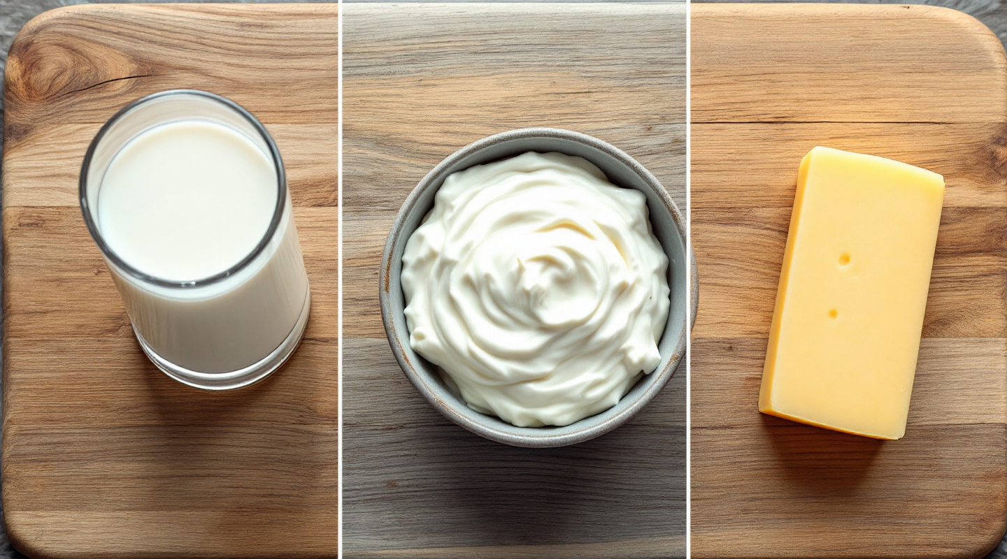 Dairy portions: 250ml milk, 125ml yogurt, 30g cheese